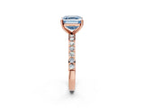 Rose gold Fancy Blue Asscher  Cut Diamond Solitaire with Pave Band and Four-Prong Setting 2