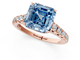 Rose gold Fancy Blue Asscher  Cut Diamond Solitaire with Pave Band and Four-Prong Setting_18