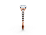 Rose gold Fancy Blue Asscher  Cut Diamond Solitaire with Pave Band and Four-Prong Setting_19