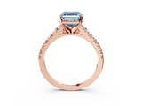 Rose gold Fancy Blue Asscher  Cut Diamond Solitaire with Pave Band and Four-Prong Setting_20