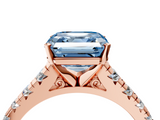 Rose gold Fancy Blue Asscher  Cut Diamond Solitaire with Pave Band and Four-Prong Setting_21