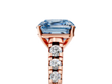 Rose gold Fancy Blue Asscher  Cut Diamond Solitaire with Pave Band and Four-Prong Setting_22