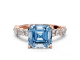 Rose gold Fancy Blue Asscher Cut Diamond Solitaire with Side Stones, Pave Band, Four-Prong Setting_52
