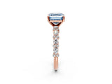 Rose gold Fancy Blue Asscher Cut Diamond Solitaire with Side Stones, Pave Band, Four-Prong Setting_54