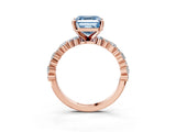 Rose gold Fancy Blue Asscher Cut Diamond Solitaire with Side Stones, Pave Band, Four-Prong Setting_55