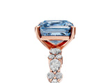 Rose gold Fancy Blue Asscher Cut Diamond Solitaire with Side Stones, Pave Band, Four-Prong Setting_57