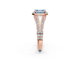 Rose gold Fancy Blue Asscher Cut Diamond Split Shank Halo Ring with Four-Prong Setting_36