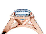 Rose gold Fancy Blue Asscher Cut Diamond Split Shank Halo Ring with Four-Prong Setting_38
