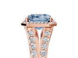 Rose gold Fancy Blue Asscher Cut Diamond Split Shank Halo Ring with Four-Prong Setting_39