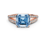 Rose gold Fancy Blue Asscher Cut Diamond Split Shank Pavé Engagement Ring with Four-Prong Setting_17