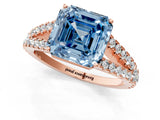 Rose gold Fancy Blue Asscher Cut Diamond Split Shank Pavé Engagement Ring with Four-Prong Setting_18