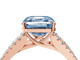 Rose gold Fancy Blue Asscher Cut Diamond Split Shank Pavé Engagement Ring with Four-Prong Setting_21