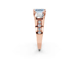 Rose gold Fancy Blue Asscher Cut Diamond Three-Stone Ring with Channel Set Band and Four-Prong Setting_59