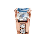 Rose gold Fancy Blue Asscher Cut Diamond Three-Stone Ring with Channel Set Band and Four-Prong Setting_62