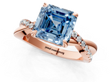Rose gold Fancy Blue Asscher  Cut Diamond Twist Band Solitaire with Prong Setting_18