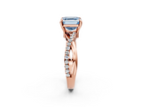 Rose gold Fancy Blue Asscher  Cut Diamond Twist Band Solitaire with Prong Setting_19