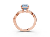 Rose gold Fancy Blue Asscher  Cut Diamond Twist Band Solitaire with Prong Setting_20