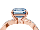 Rose gold Fancy Blue Asscher  Cut Diamond Twist Band Solitaire with Prong Setting_21