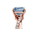 Rose gold Fancy Blue Asscher  Cut Diamond Twist Band Solitaire with Prong Setting_22