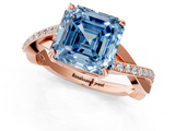 Rose gold Fancy Blue Asscher  Cut Diamond Twisted Band Engagement Ring with Prong Setting_4