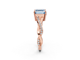 Rose gold Fancy Blue Asscher  Cut Diamond Twisted Band Engagement Ring with Prong Setting_5