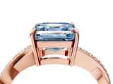 Rose gold Fancy Blue Asscher  Cut Diamond Twisted Band Engagement Ring with Prong Setting_7
