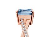 Rose gold Fancy Blue Asscher  Cut Diamond Twisted Band Engagement Ring with Prong Setting_8