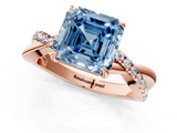 Rose gold Fancy Blue Asscher  Cut Diamond Twisted Band with Pavé Setting and Four-Prong Setting_30