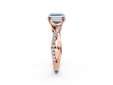 Rose gold Fancy Blue Asscher  Cut Diamond Twisted Band with Pavé Setting and Four-Prong Setting_31