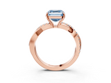 Rose gold Fancy Blue Asscher  Cut Diamond Twisted Band with Pavé Setting and Four-Prong Setting_32