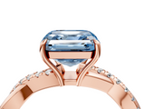 Rose gold Fancy Blue Asscher  Cut Diamond Twisted Band with Pavé Setting and Four-Prong Setting_33