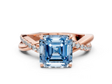 Rose gold Fancy Blue Asscher  Cut Diamond Twisted Band with Pavé Setting and Four-Prong Setting_46