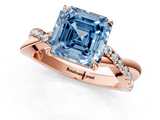 Rose gold Fancy Blue Asscher  Cut Diamond Twisted Band with Pavé Setting and Four-Prong Setting_47