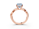 Rose gold Fancy Blue Asscher  Cut Diamond Twisted Band with Pavé Setting and Four-Prong Setting_49