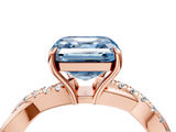 Rose gold Fancy Blue Asscher  Cut Diamond Twisted Band with Pavé Setting and Four-Prong Setting_50