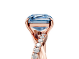 Rose gold Fancy Blue Asscher  Cut Diamond Twisted Band with Pavé Setting and Four-Prong Setting_51