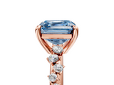 Rose gold Fancy Blue Asscher  Cut Diamond Vine Band with Four-Prong Setting_5