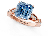 Rose gold Fancy Blue Asscher  Cut Diamond with Milgrain Marquise and Bezel Accents on a Solitaire Band with Prong Setting_18