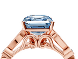 Rose gold Fancy Blue Asscher  Cut Diamond with Milgrain Marquise and Bezel Accents on a Solitaire Band with Prong Setting_21