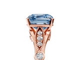 Rose gold Fancy Blue Asscher  Cut Diamond with Milgrain Marquise and Bezel Accents on a Solitaire Band with Prong Setting_22