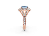 Rose gold Fancy Blue Asscher  Cut Double Halo Split Shank Diamond Ring with Prong Setting_48