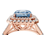 Rose gold Fancy Blue Asscher  Cut Double Halo Split Shank Diamond Ring with Prong Setting_50