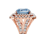 Rose gold Fancy Blue Asscher  Cut Double Halo Split Shank Diamond Ring with Prong Setting_51