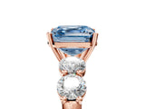 Rose gold Fancy Blue Asscher  Cut Five-Stone Prong Set Diamond Ring with Classic Band_59