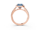 Rose gold Fancy Blue Asscher  Cut Halo Diamond Engagement Ring with Pave Band and Four-Prong Setting_20