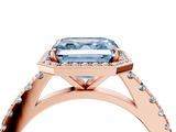 Rose gold Fancy Blue Asscher  Cut Halo Diamond Engagement Ring with Pave Band and Four-Prong Setting_21