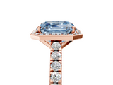 Rose gold Fancy Blue Asscher  Cut Halo Diamond Engagement Ring with Pave Band and Four-Prong Setting_22
