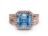 Rose gold Fancy Blue Asscher  Cut Halo Diamond Engagement Ring with Split Shank and Four-Prong Setting_50