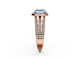 Rose gold Fancy Blue Asscher  Cut Halo Diamond Engagement Ring with Split Shank and Four-Prong Setting_52