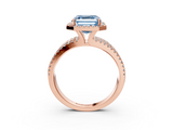 Rose gold Fancy Blue Asscher  Cut Halo Diamond Engagement Ring with Split Shank and Four-Prong Setting_53